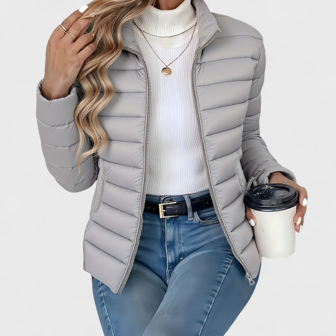 Simone - Elegante Chaqueta Larga Con Cuello