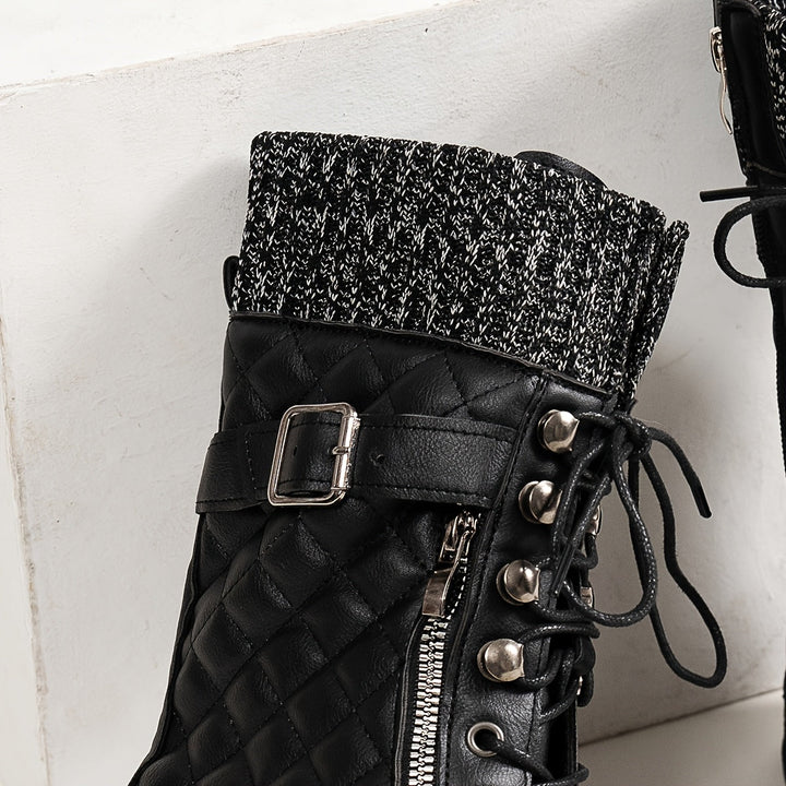 Sigrun - Botas Acolchadas con Cordones y Puños de Punto