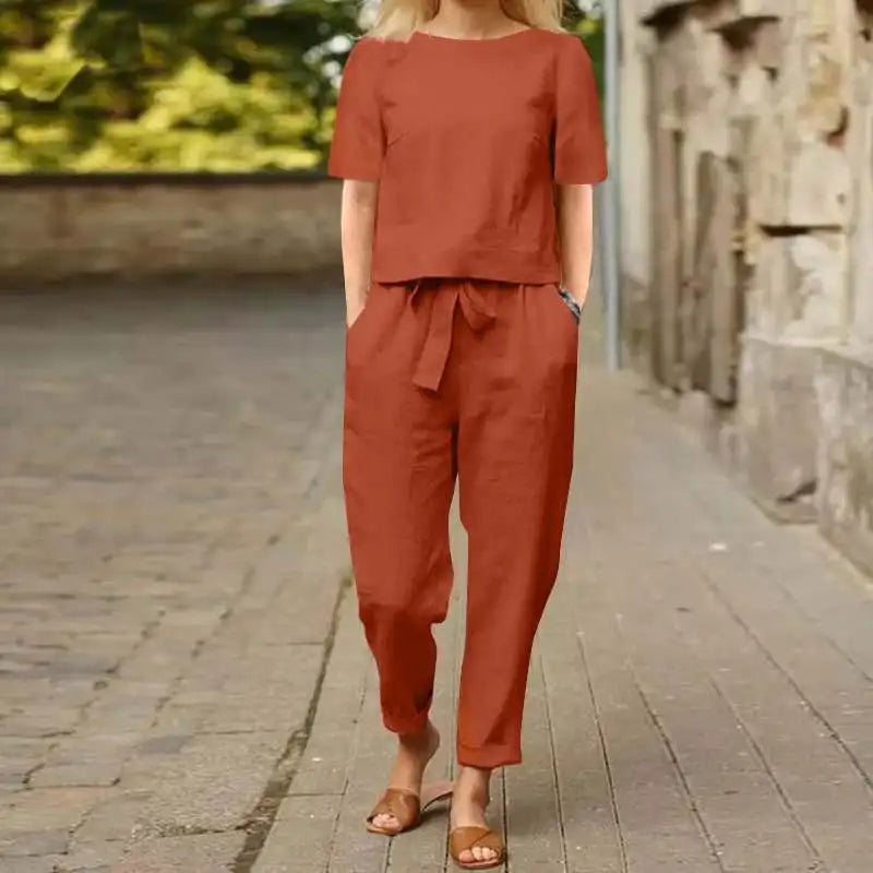 Kiyomi - Conjuntos de Pantalón y Blusa de Manga Corta