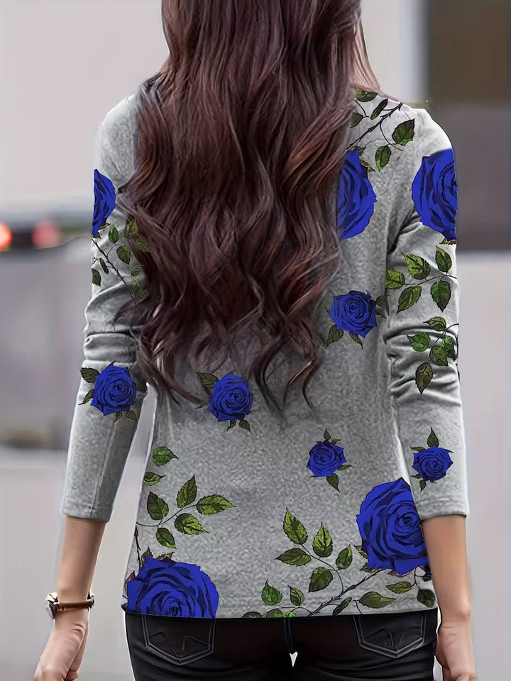 Zinie - Top De Cuello Alto Con Estampado Floral