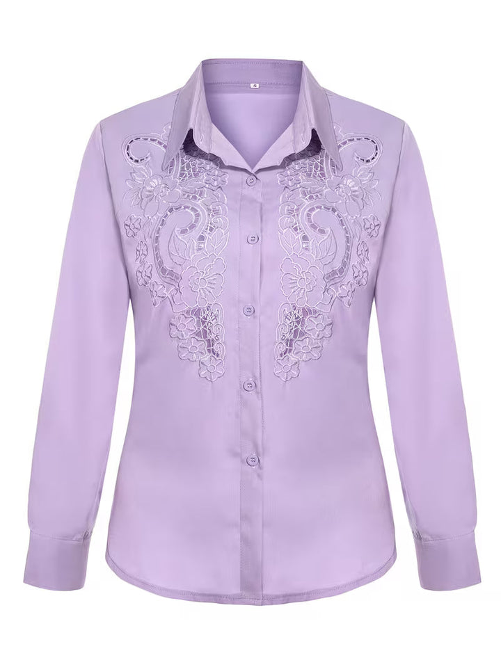 Jorunn - Blusa De Manga Larga Con Aberturas y Bordados