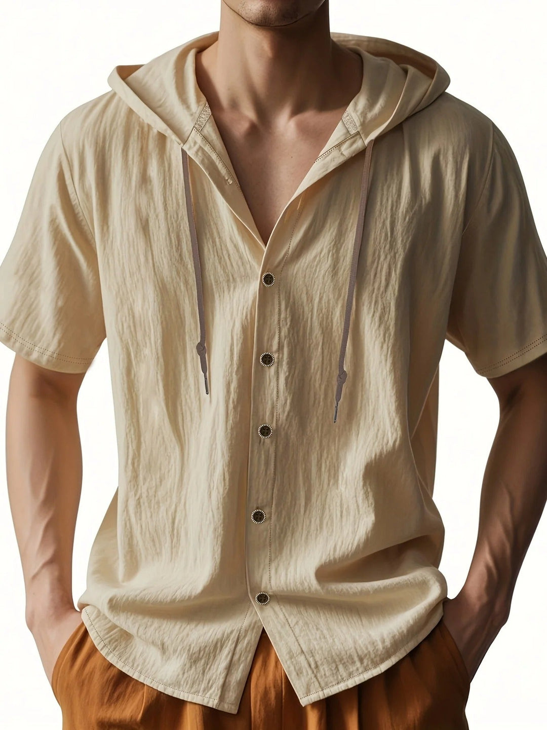 Chadwick - Camisetas Ligeras De Manga Corta Con Capucha Y Tejido De Lino