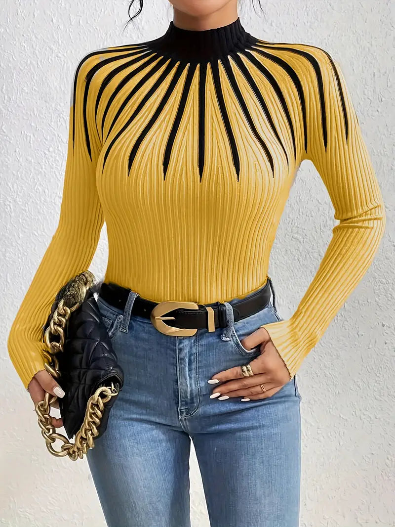 Maider - Elegante Jersey De Manga Larga Con Cuello Alto