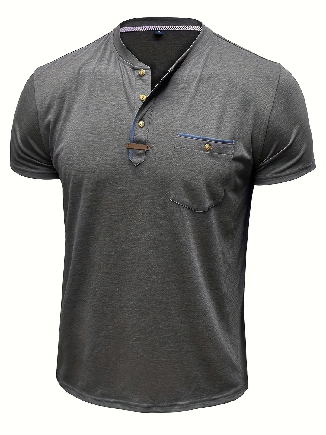 Saxon - Camiseta Elegante De Cuello Redondo Con Bolsillo