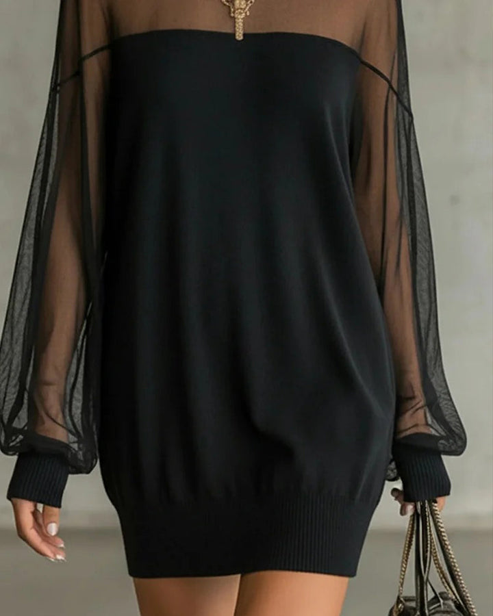 Yenaya - Vestido mini de Punto con Mangas Lantern