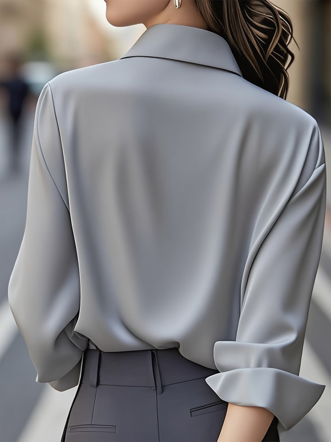 Elenochka - Elegante Camisa Abotonada De Manga Larga