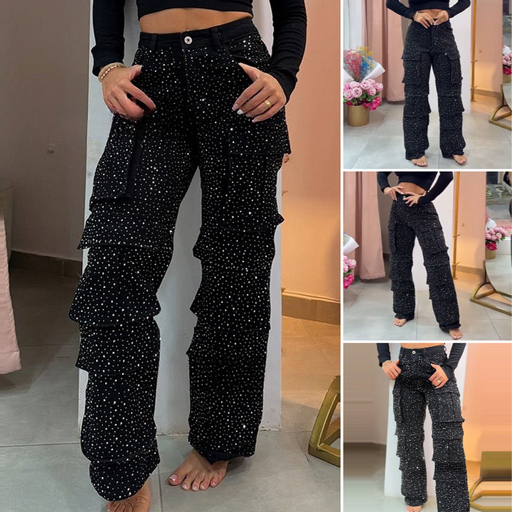 Leseli - Pantalones Cargo Elegantes Con Acabado Brillante