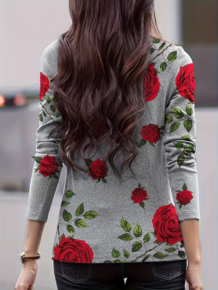Zinie - Top De Cuello Alto Con Estampado Floral