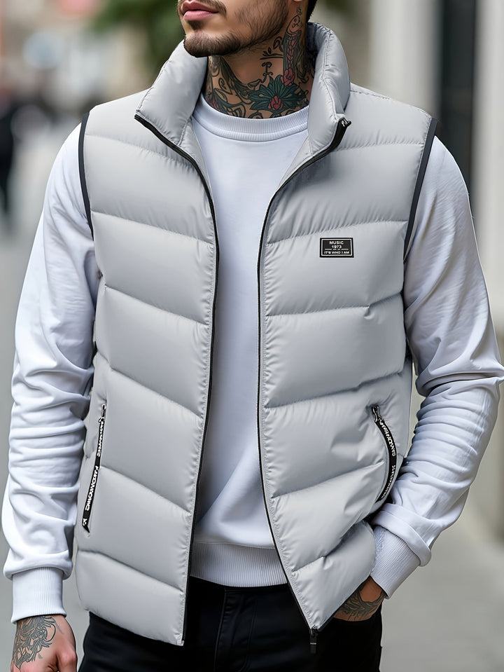 Aloyis - Chaleco Acolchado Con Cuello Alto Y Bolsillos Con Cremallera