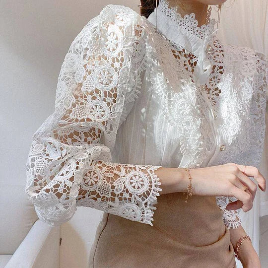 Naina - Camisa De Manga Larga Con Encaje Y Acoplamiento