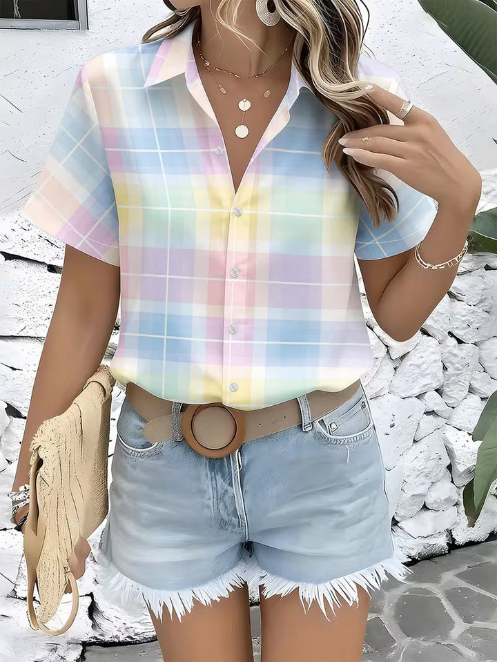 Harrell - Camisa de manga Corta con Estampado de Cuadros
