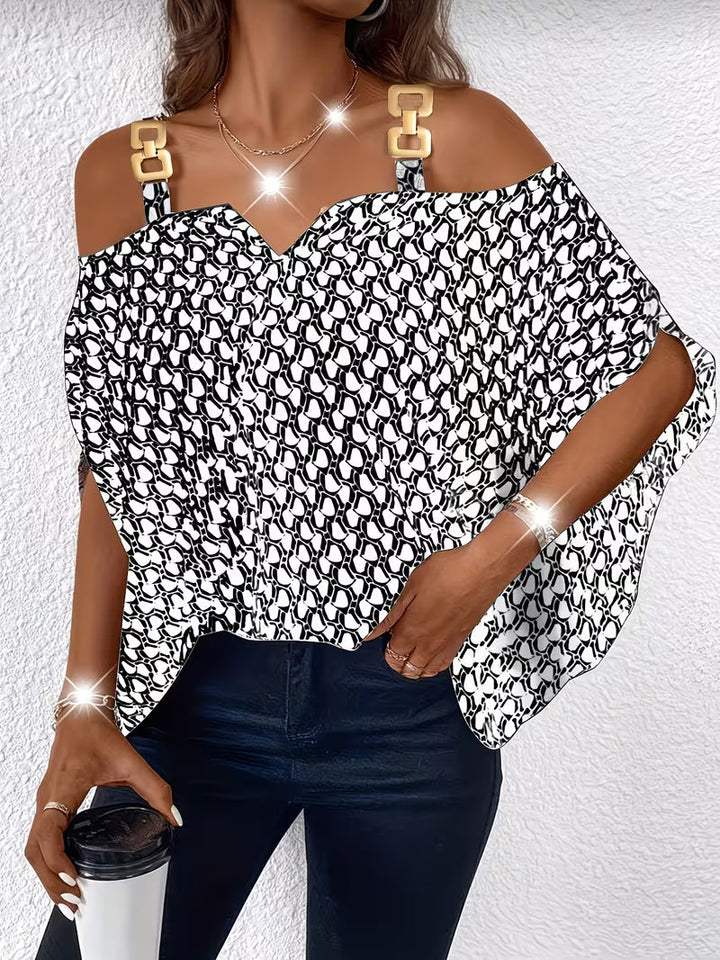 Shae - Top Informal Con Estampado y Hombros Al Aire