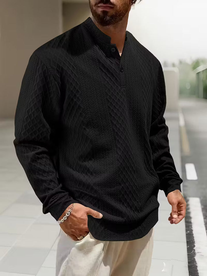 Mathew – Jersey Henley De Manga Larga Con Diseño Geométrico De Punto