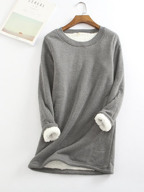 Bessie - Sudadera Casual Cuello Redondo Algodón Sólido