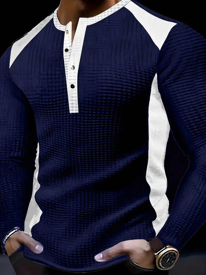 Kyran - Camisa Henley De Manga Larga Con Diseño De Gofre