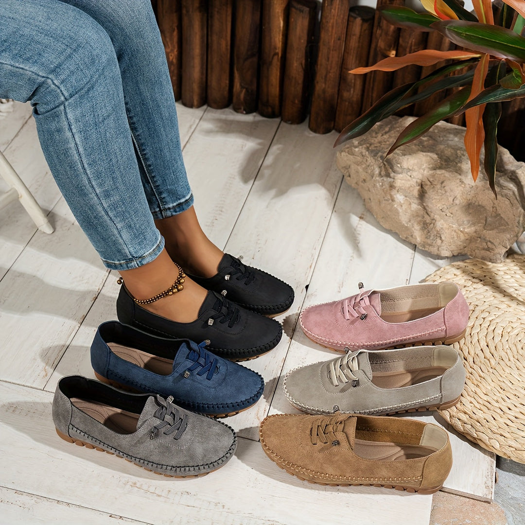 Zakiya - Cómodos Mocasines De Ante Con Cordones