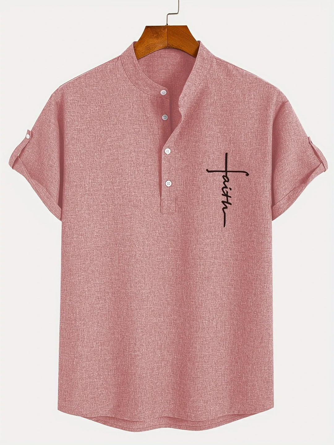 Elliott - Elegante Manga Corta Camisa Con Cuello Alto