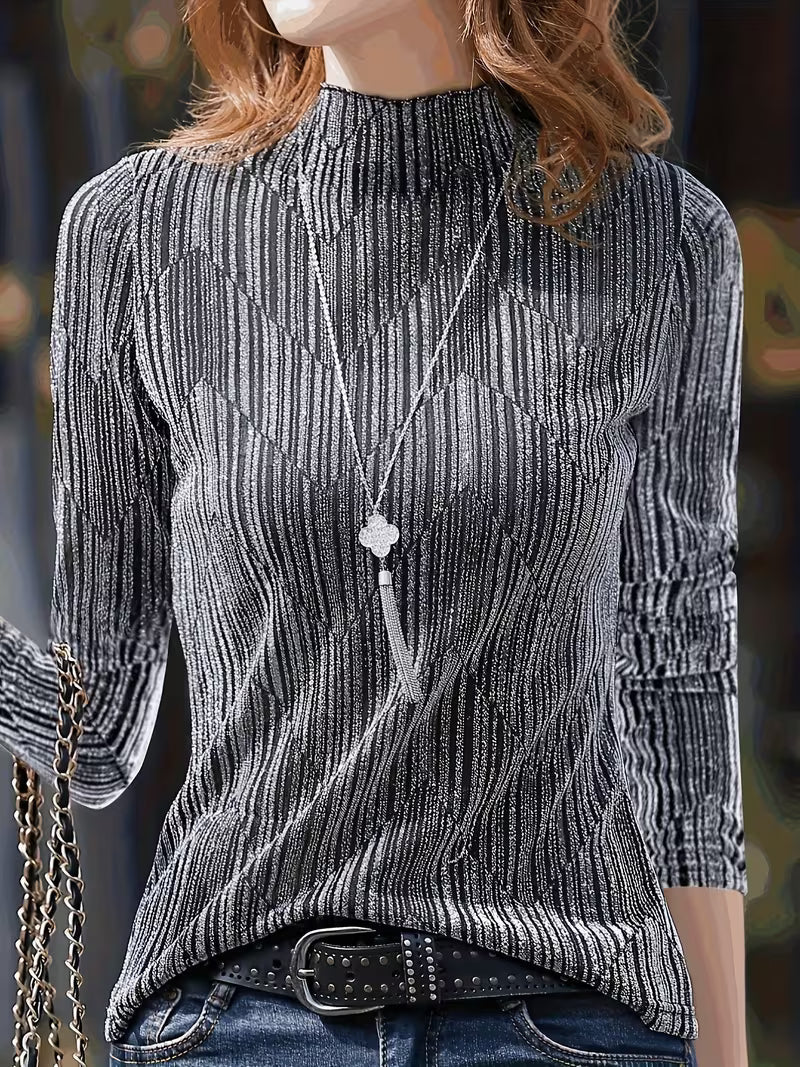 Sunija - Top De Manga Larga Con Textura Metalizada