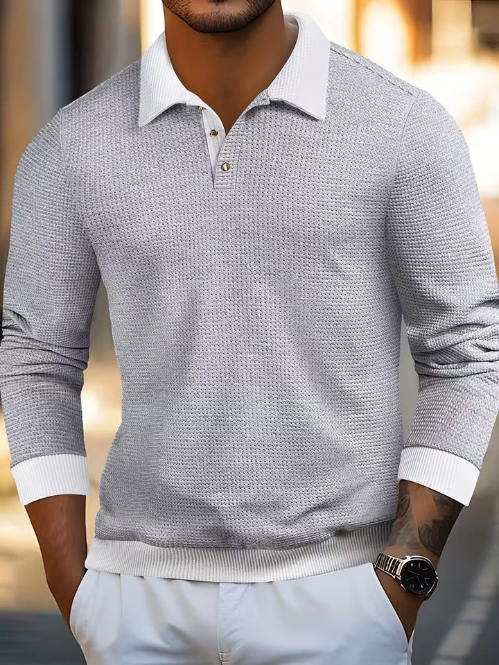 Gennady - Camisa De Punto Gofre Texturizado Con Cuello En Contraste
