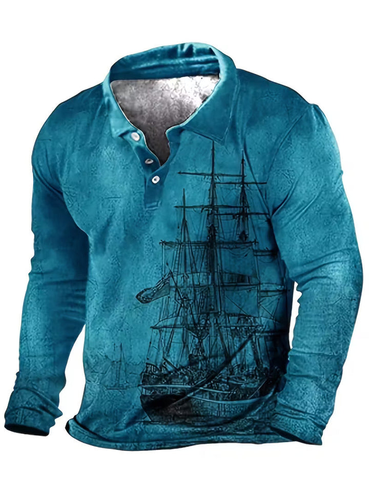Giles - Camisa Elegante Con Estampado 3D De Velero En La Solapa