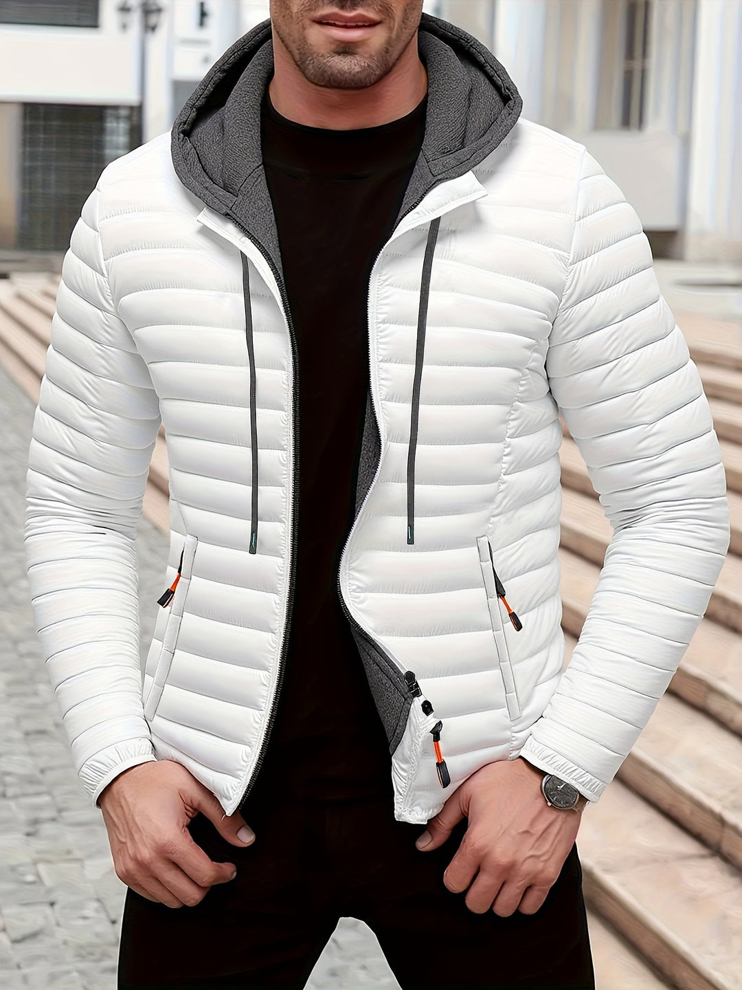 Dielmar - Chaqueta Acolchado Con Capucha Y Cremallera Frontal
