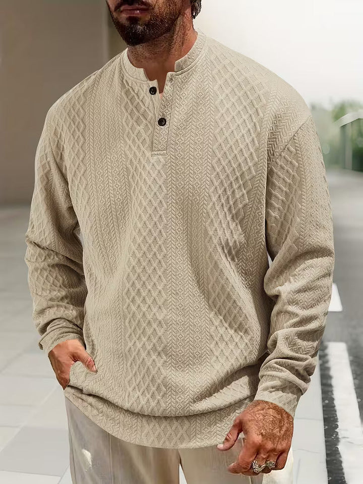 Mathew – Jersey Henley De Manga Larga Con Diseño Geométrico De Punto