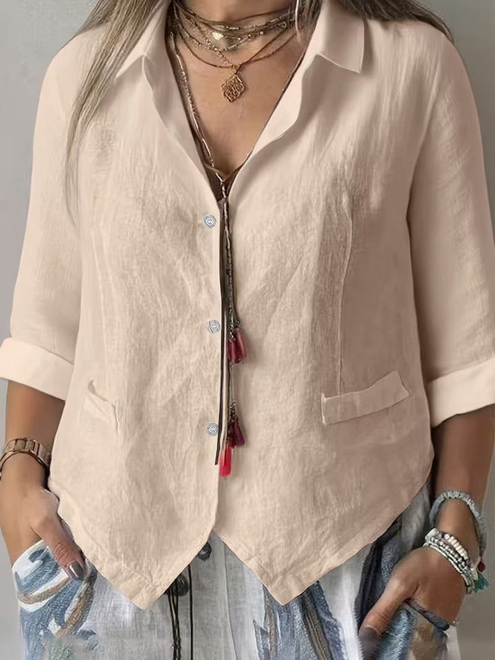 Solmira - Camisa De Manga Corta Con Cuello Abierto Y Botones