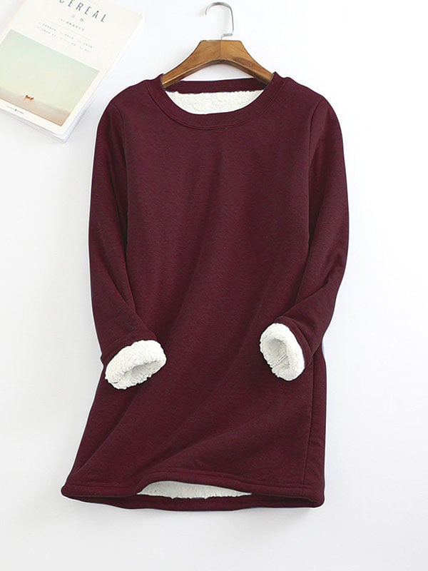 Bessie - Sudadera Casual Cuello Redondo Algodón Sólido