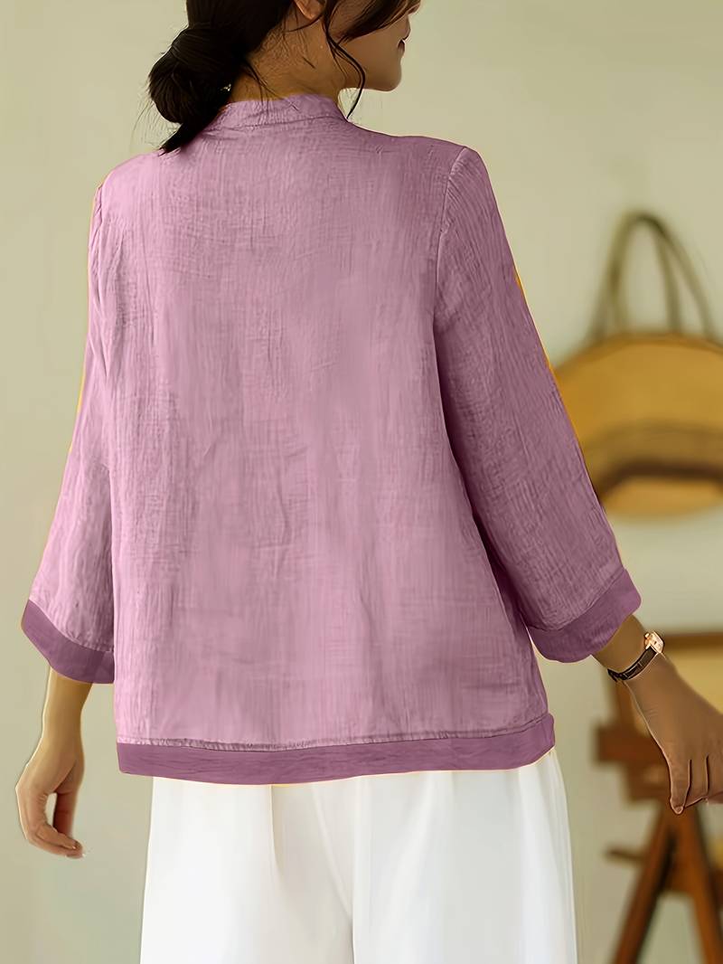 Sigal - Camisa Vintage Holgada Con Diseño de Patchwork