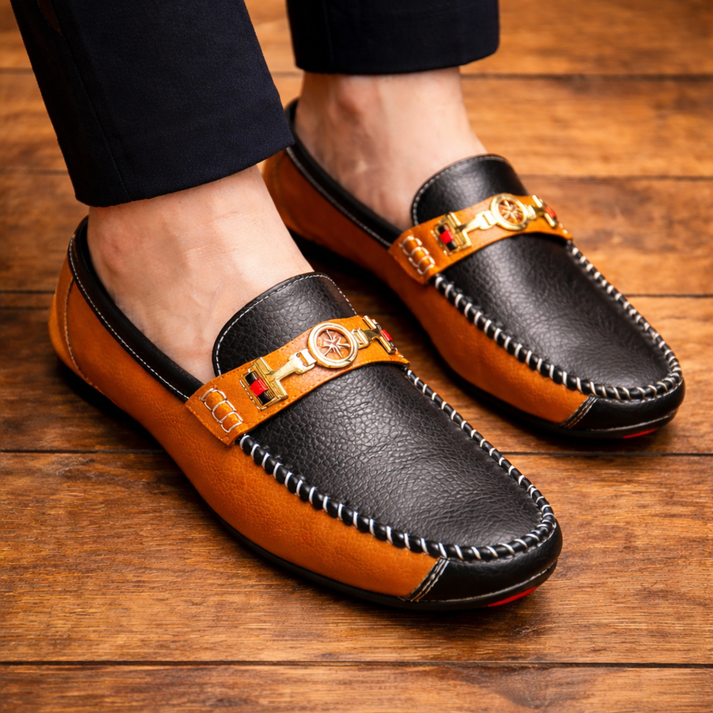 Stewart - Mocasines Modernos de Piel en Dos Tonos