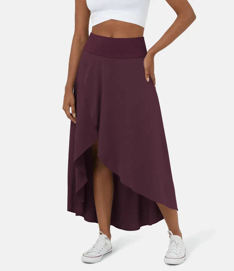 Keisha - Falda Midi Informal Con Cintura Alta Y Falda Con Volante Profundo