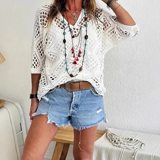 Raissa - De Punto Top Con Cuello en V