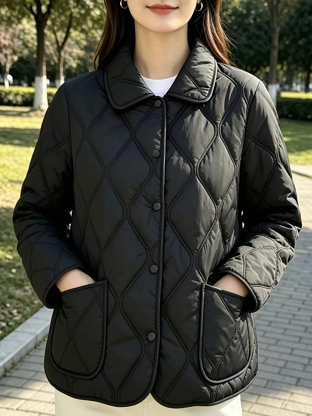 Laurelle - Chaqueta Acolchada De Corte Holgado, Elegante Y Chic