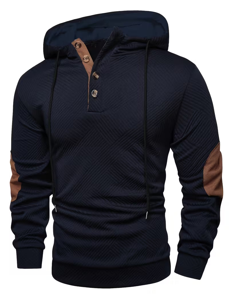 Alejandro - Sudadera Con Capucha y Textura Con Parches en Los Codos en Color de Contraste