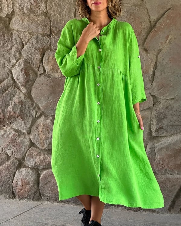 Nikita - Vestido Camisero Holgado de Algodón y Lino