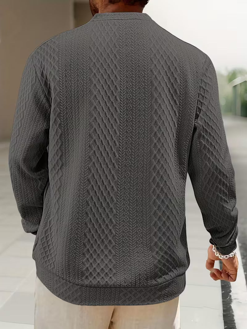 Mathew – Jersey Henley De Manga Larga Con Diseño Geométrico De Punto