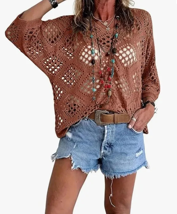 Raissa - De Punto Top Con Cuello en V