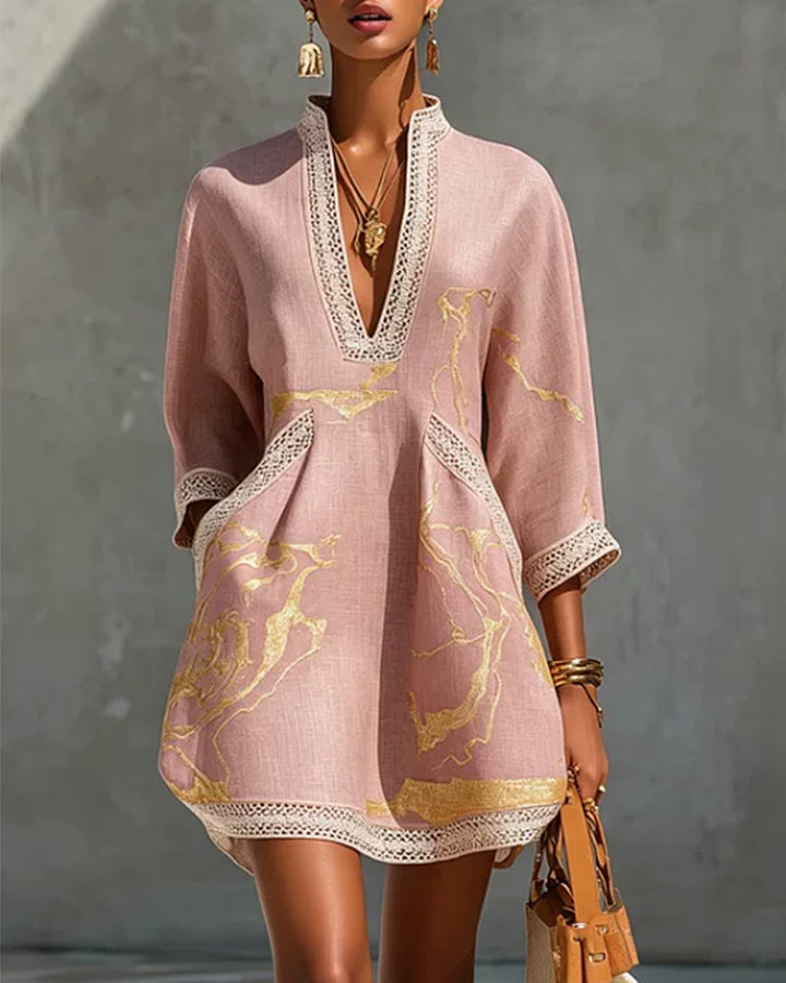 Soeun - Vestido De Cuello Alto Con Mangas Semitransparentes