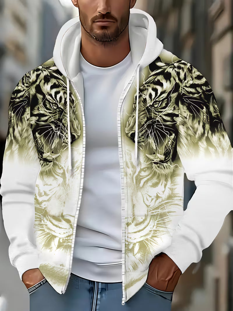 Luciano - Sudadera Con Capucha y Estampado De Tigre Con Cremallera