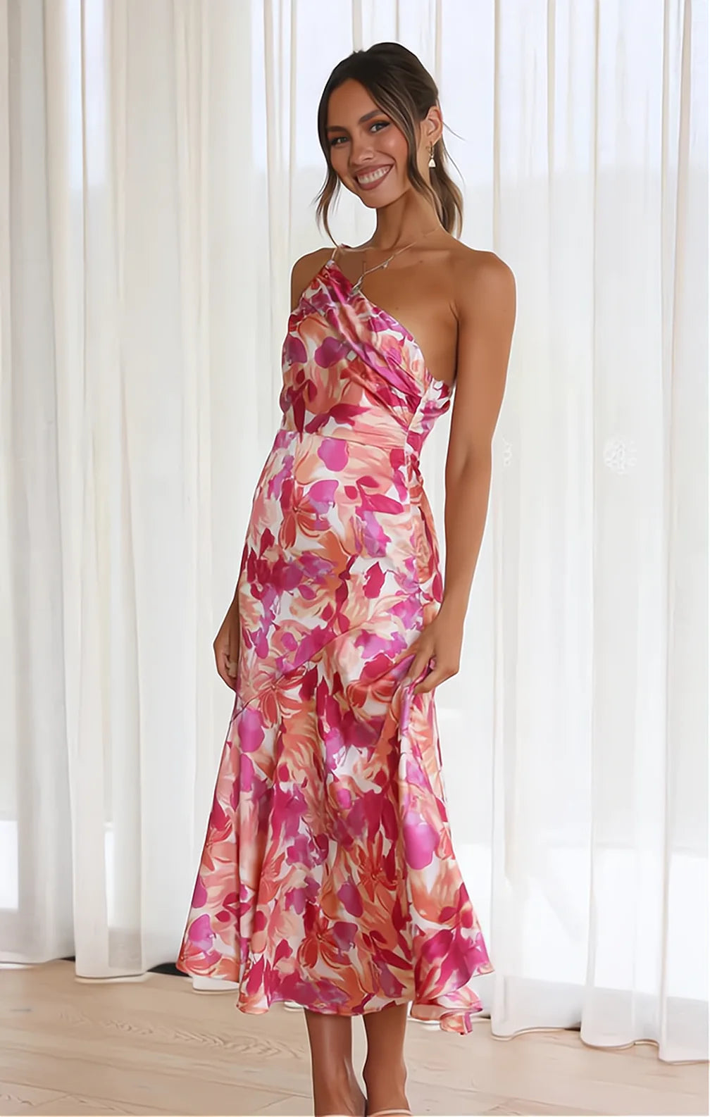 Cynthia - Vestido De Satén Floral
