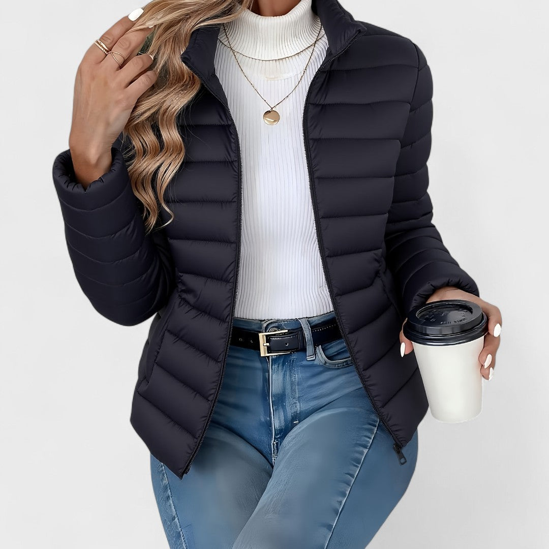 Simone - Elegante Chaqueta Larga Con Cuello