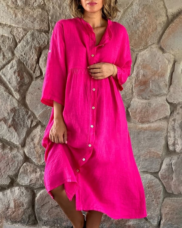 Nikita - Vestido Camisero Holgado de Algodón y Lino
