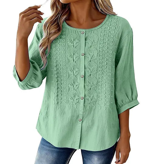 Andreza - Blusa De Algodón Con Botones