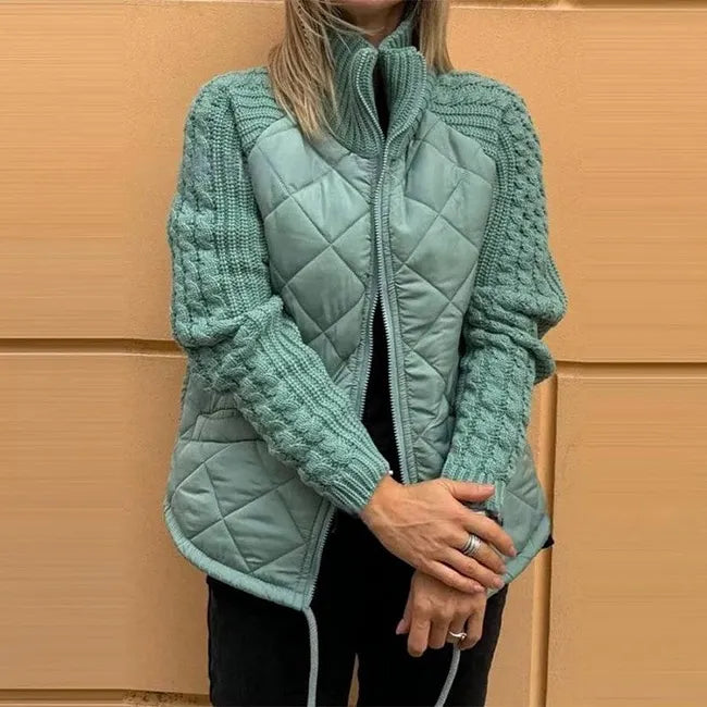 Karoliina - Chaqueta De Plumón De Punto en Estilo Patchwork