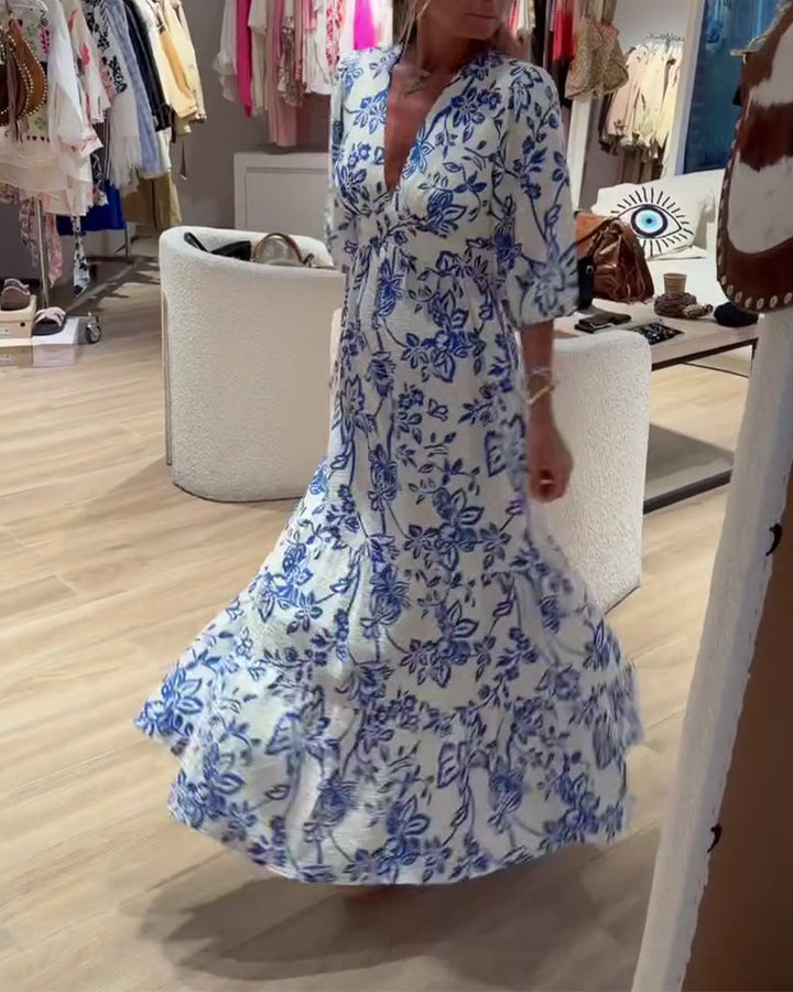 Lyssia - Elegante Vestido Largo Con Estampado Floral
