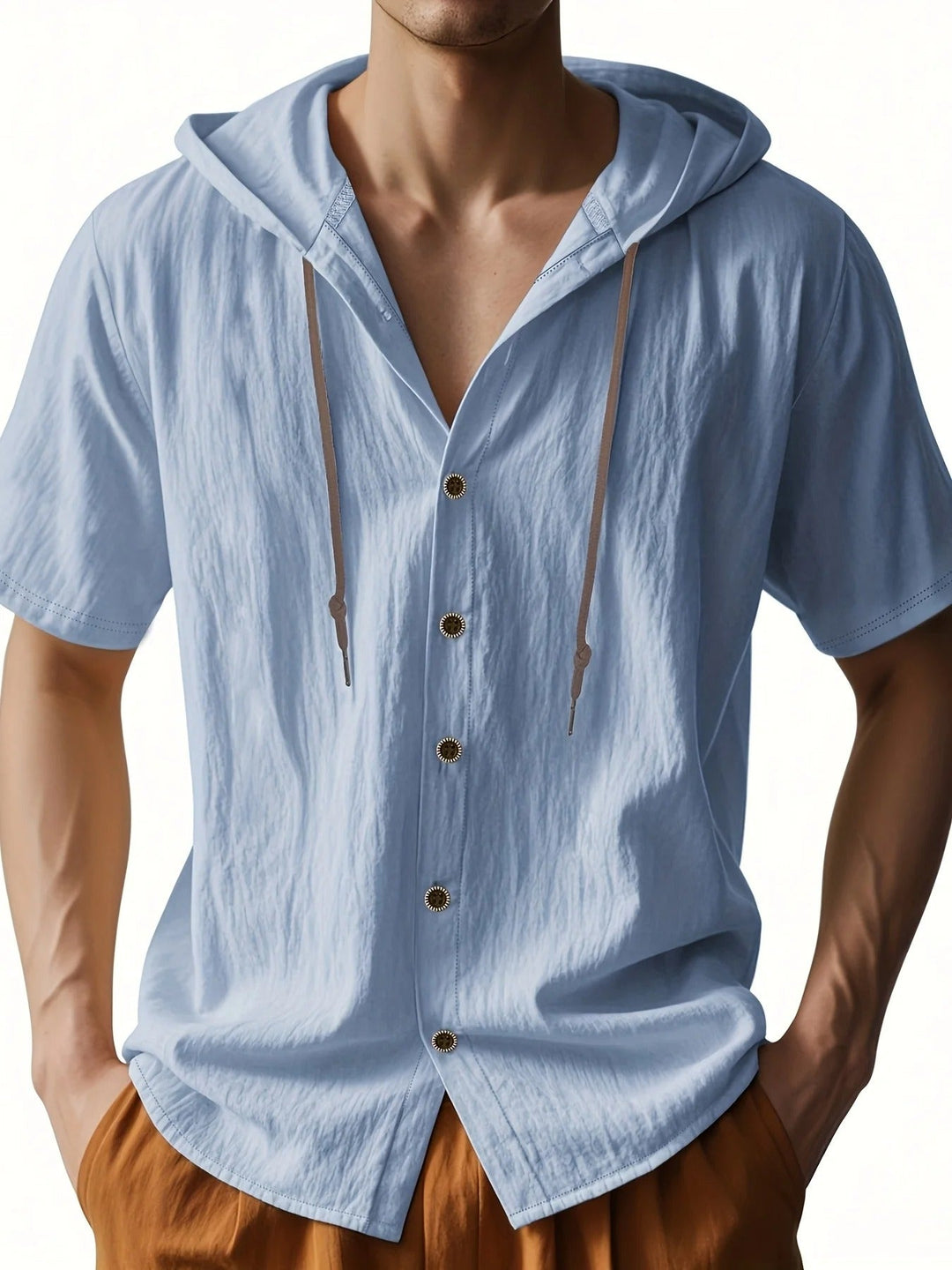 Chadwick - Camisetas Ligeras De Manga Corta Con Capucha Y Tejido De Lino