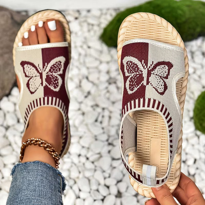 khulood - Cómodas Sandalias Planas Con Estampado De Mariposas