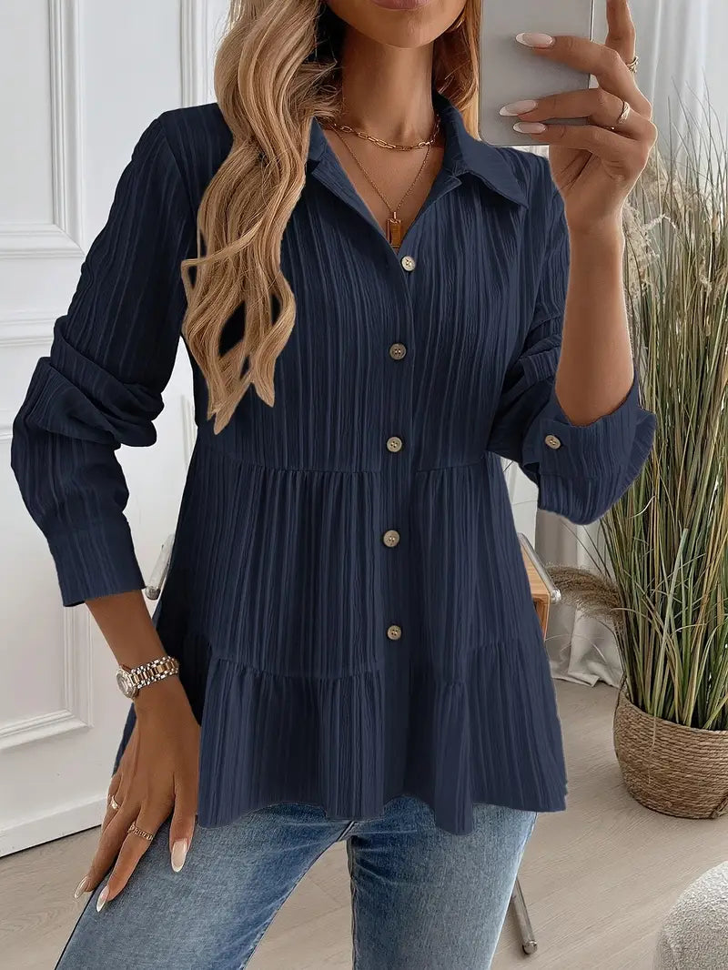Majlinda - Elegante Camisa De Manga Larga Con Botones