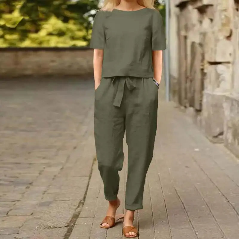 Kiyomi - Conjuntos de Pantalón y Blusa de Manga Corta