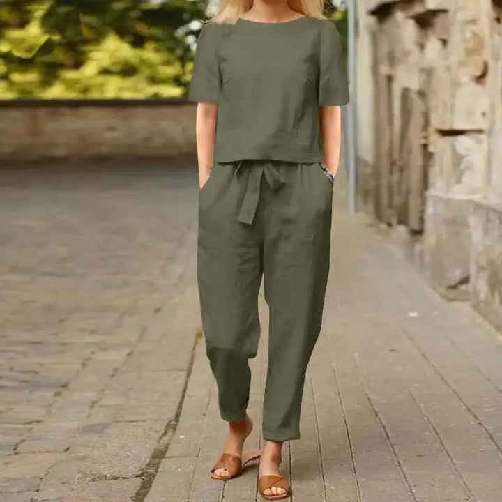 Kiyomi - Conjuntos de Pantalón y Blusa de Manga Corta